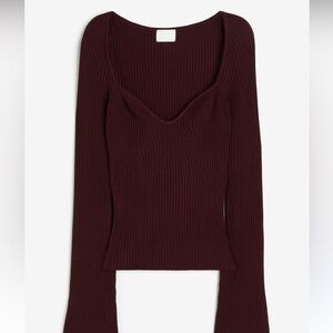 H&M Deep Burgundy Long Sleeve Top